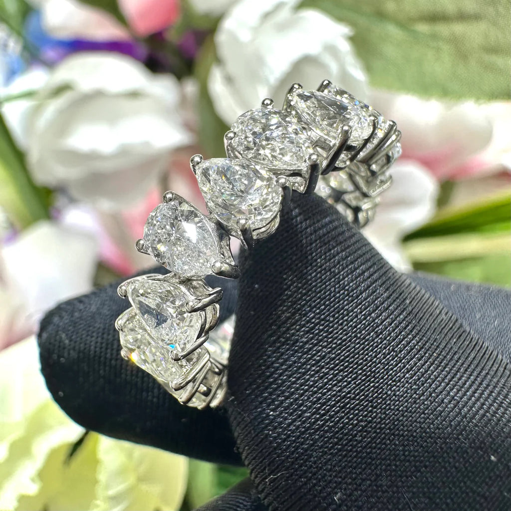 18K White Gold Pear Diamond Half Eternity Ring – 4.29CT WB115 TNJJ