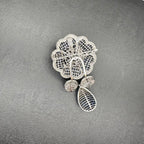 18K White Gold Diamond & Sapphire Floral Pin/Pendant – 8 CT Diamonds, 24 CT Sapphires