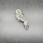 18K White Gold Diamond & Sapphire Floral Pin/Pendant – 8 CT Diamonds, 24 CT Sapphires