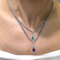 18K White Gold Ruby, Emerald & Diamond Necklace – 1.50CT Ruby / 0.70CT Emerald / 2.95CT Diamonds | DC-N5297-2