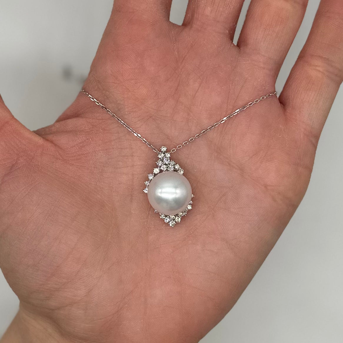 14K White Gold Mother-of-Pearl & Diamond Pendant Necklace — 0.53 CTW Diamonds, 17.40 CTW Mother of Pearl ITJJ
