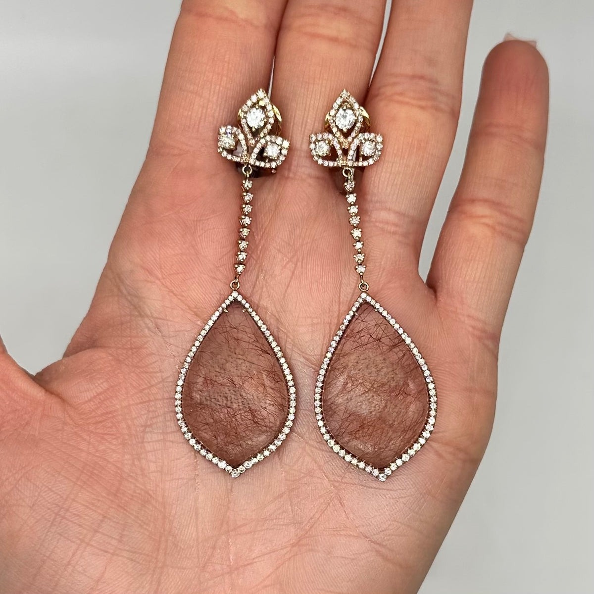 18K Rose Gold Rose Quartz & Diamond Drop Earrings 2.30CT Diamonds – 2.30 CT COLER01 ITTJ