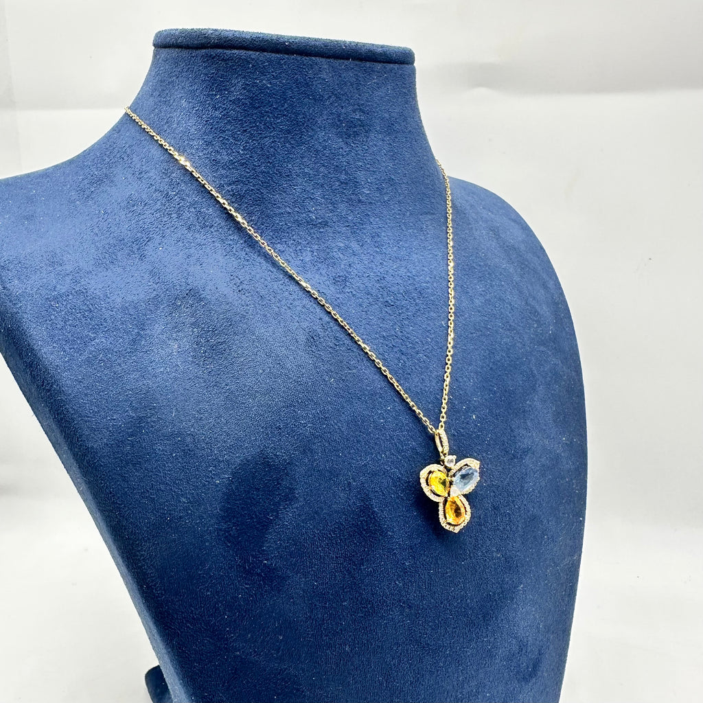 14K Yellow Gold Pendant Necklace with 0.17ct Diamonds & 2.93ct Color Stones  DC-N11964-3