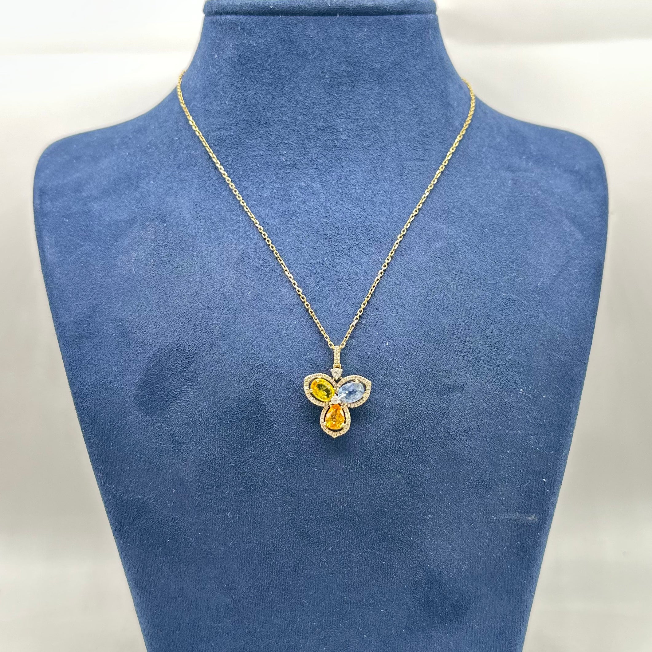 14K Yellow Gold Pendant Necklace with 0.17ct Diamonds & 2.93ct Color Stones  DC-N11964-3