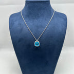14K White Gold 5.50ct Blue Topaz Pendant Necklace in 0.30ct in Diamonds ZTJ