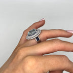 18K White Gold Aquamarine, Sapphire & Diamond Ring CDR006 NTJJ