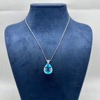 14K White Pendant Necklace - 4.60 CT Blue Topaz & 0.20 CT Diamond  CDN010 ZTJ