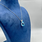 14K White Pendant Necklace - 4.60 CT Blue Topaz & 0.20 CT Diamond  CDN010 ZTJ