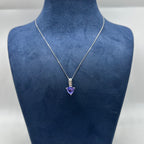 14K White Gold Pendant Necklace with 2.50ct Blue Tanzanite &amp; 0.11ct Diamonds – 16” Chain