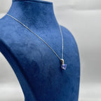 14K White Gold Pendant Necklace with 2.50ct Blue Tanzanite &amp; 0.11ct Diamonds – 16” Chain