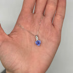 14K White Gold Pendant Necklace with 2.50ct Blue Tanzanite &amp; 0.11ct Diamonds – 16” Chain