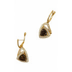 18K Yellow Gold 3.05ct Smoky Topaz & 0.95ct Diamond Drop Earrings DIER0147 IIJJ