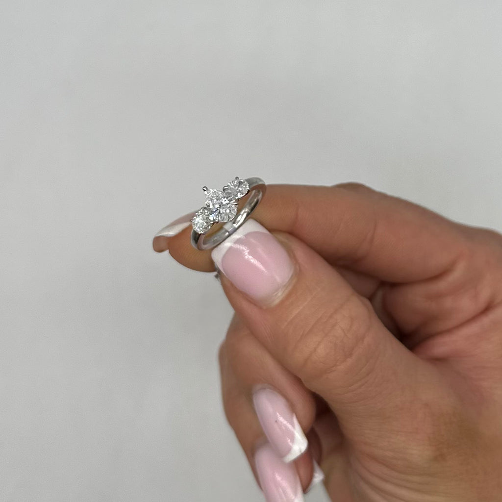 18K White Gold Pear & Oval Diamond Ring – 1.43ct Total PRER002 GLJJ