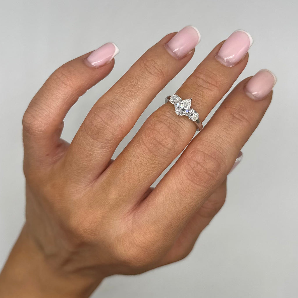 18K White Gold Pear & Oval Diamond Ring – 1.43ct Total PRER002 GLJJ