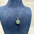 18KT White Gold Emerald & Diamond Necklace – EMDN031 INLN