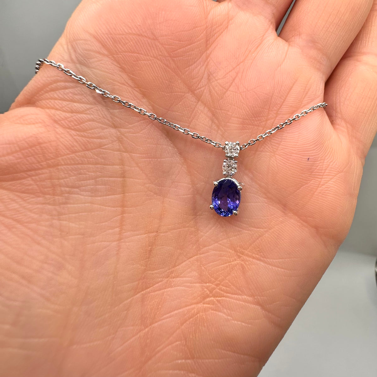 14K White Gold Tanzanite & Diamond Pendant Necklace – 1.50 CT Tanzanite, 0.26 CT Diamonds DP0034 SNJ