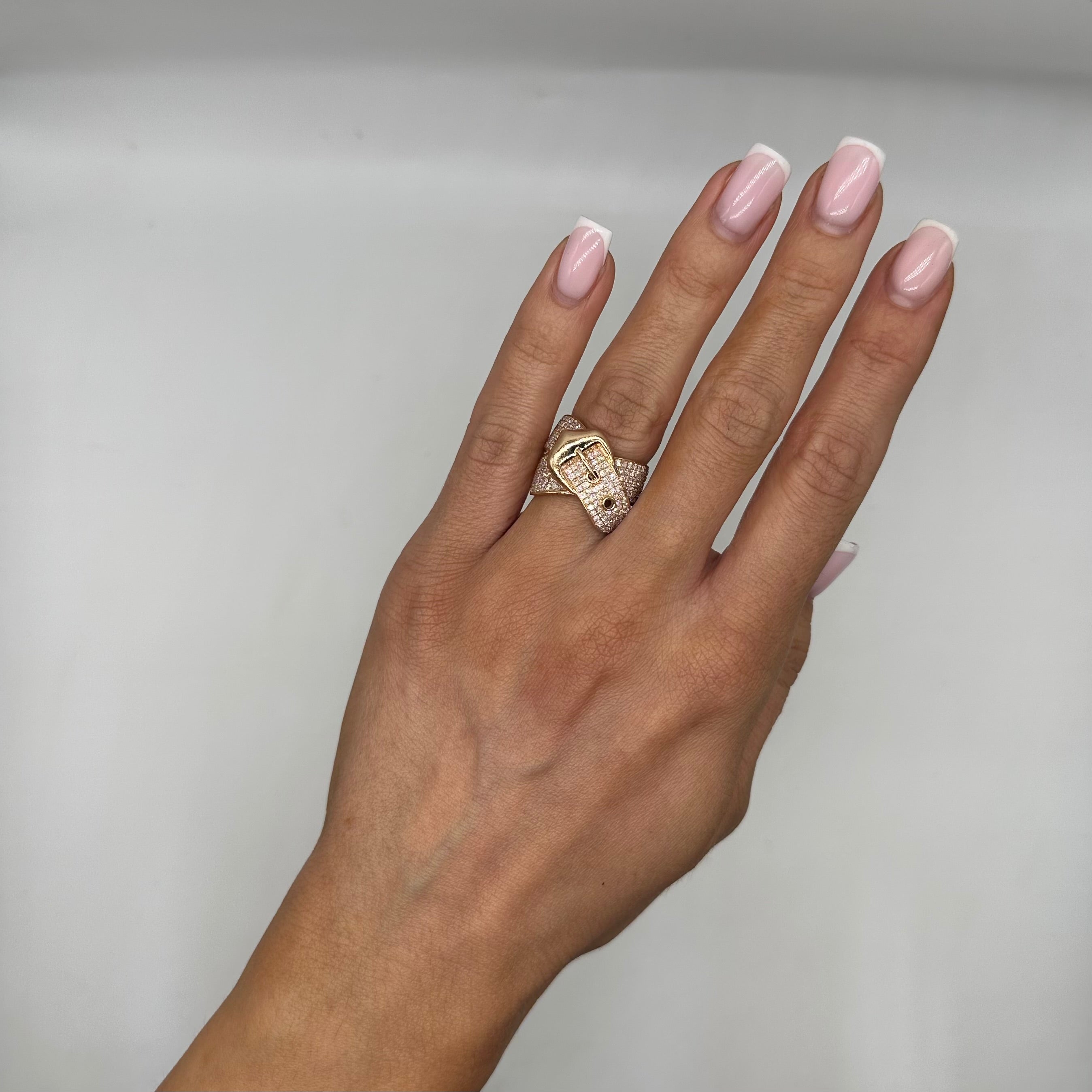 14K Rose Gold Pavé Diamond Buckle Ring – 1.42CT IATJ
