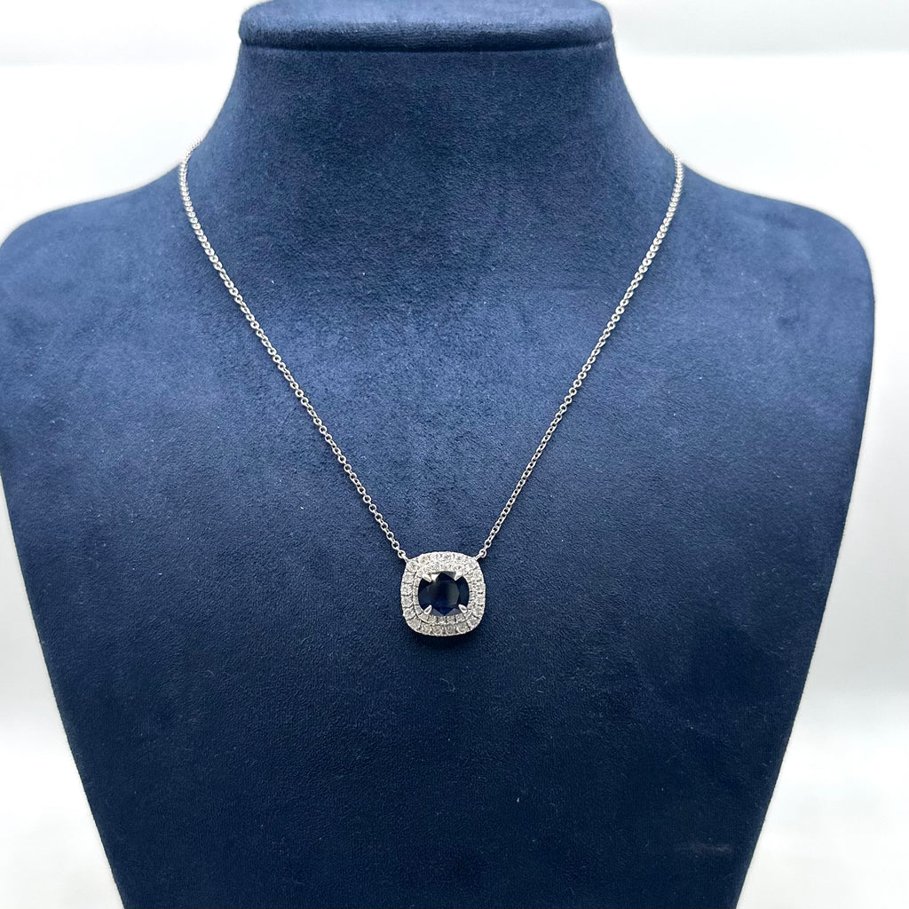 14K White Gold Pendant Necklace with 2.17ct Sapphires and 0.90ct Diamonds SDN022 ZEJ ISJJ