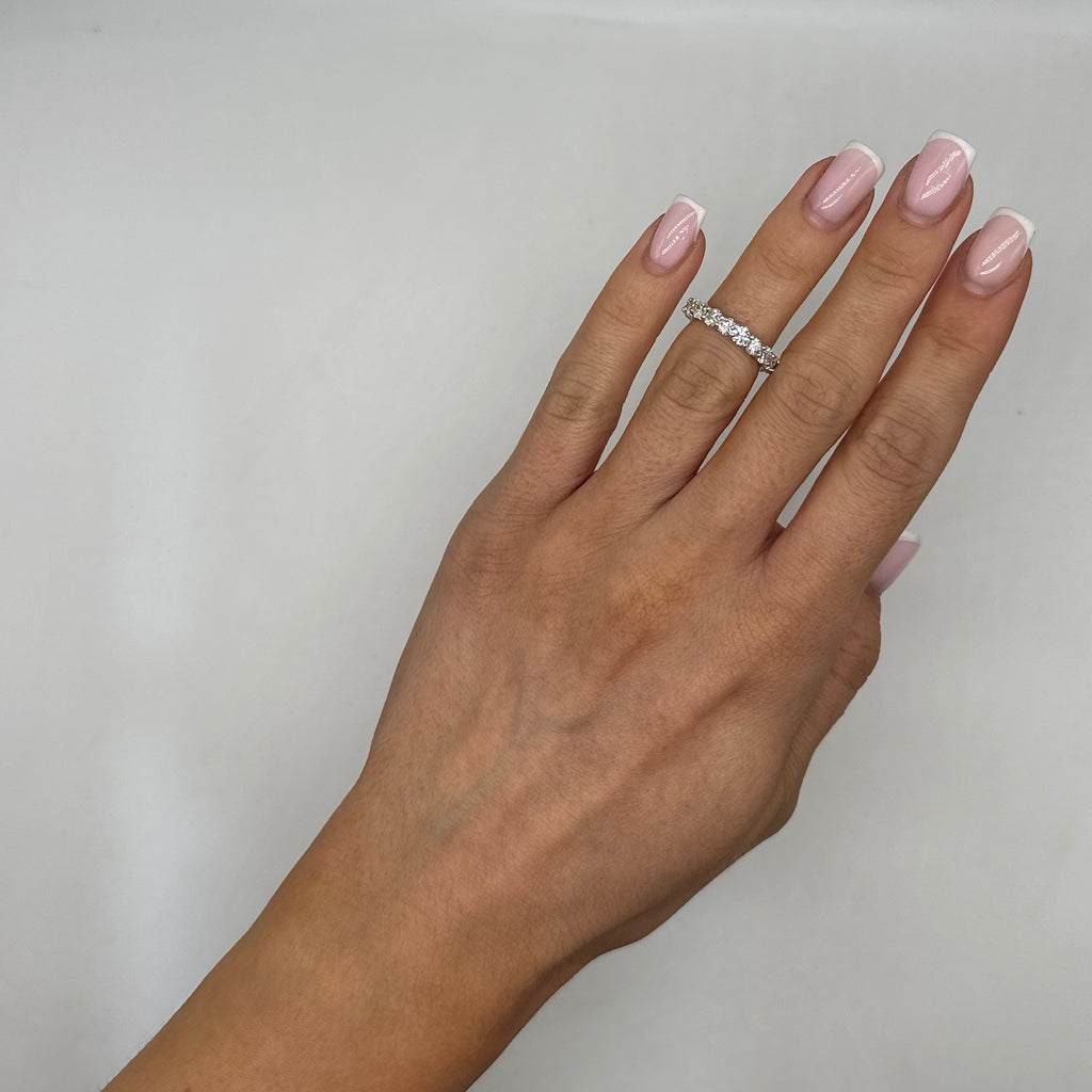 14K White Gold 3.53ct Round Diamond Eternity Band Ring WB203 GJJJ