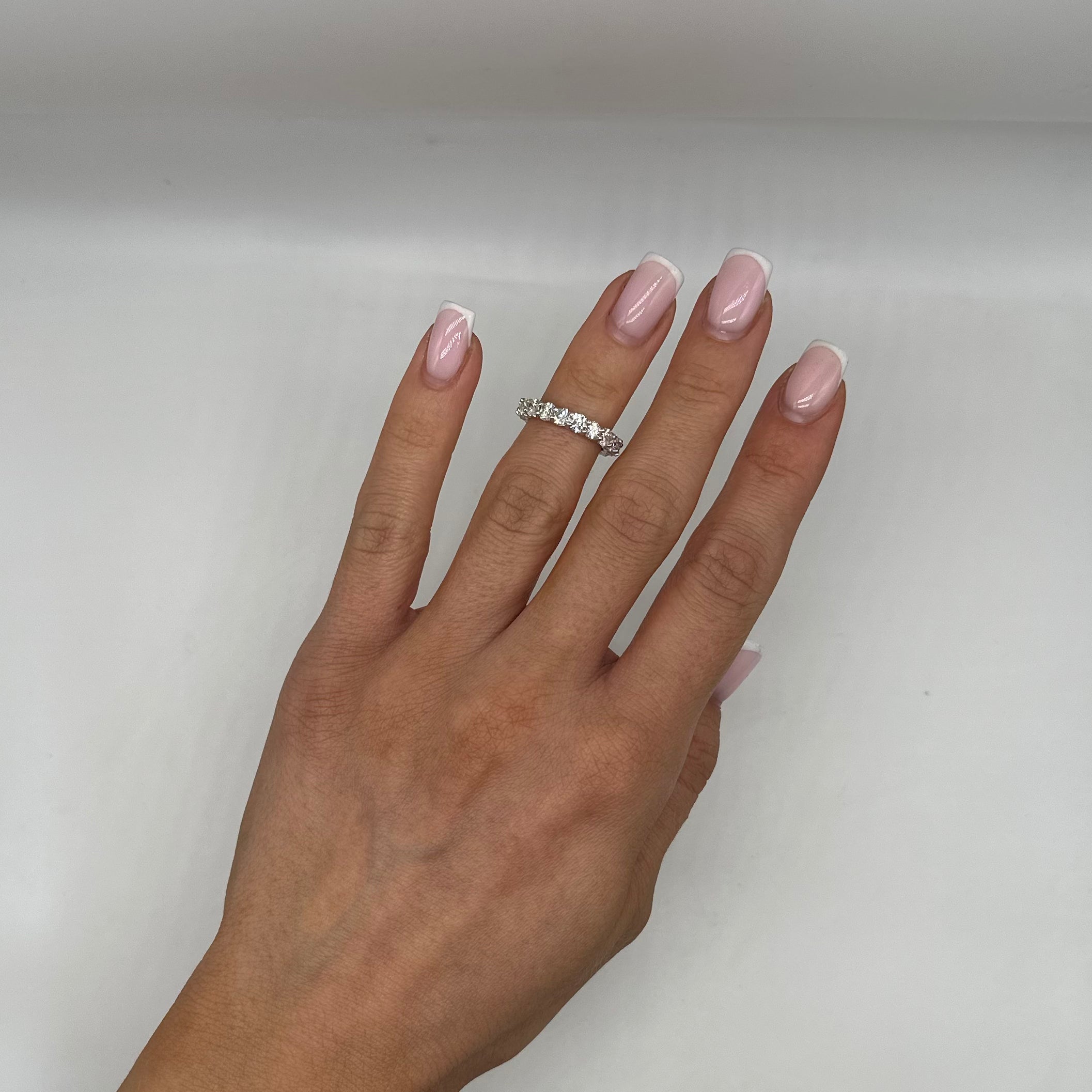 14K White Gold 3.53ct Round Diamond Eternity Band Ring WB203 GJJJ