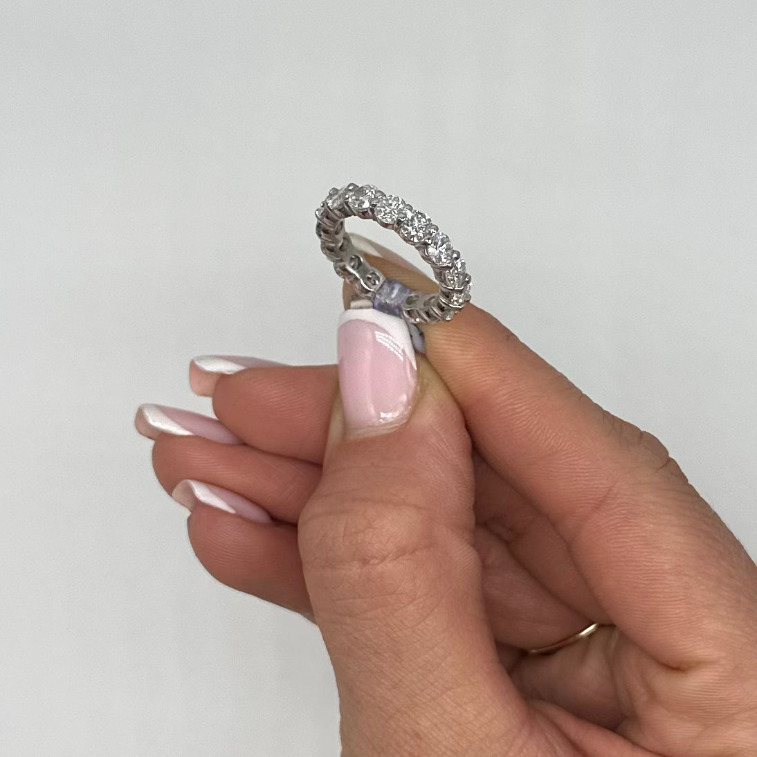 14K White Gold 4.25CT Round Diamond Eternity Band WB049 NJJJ
