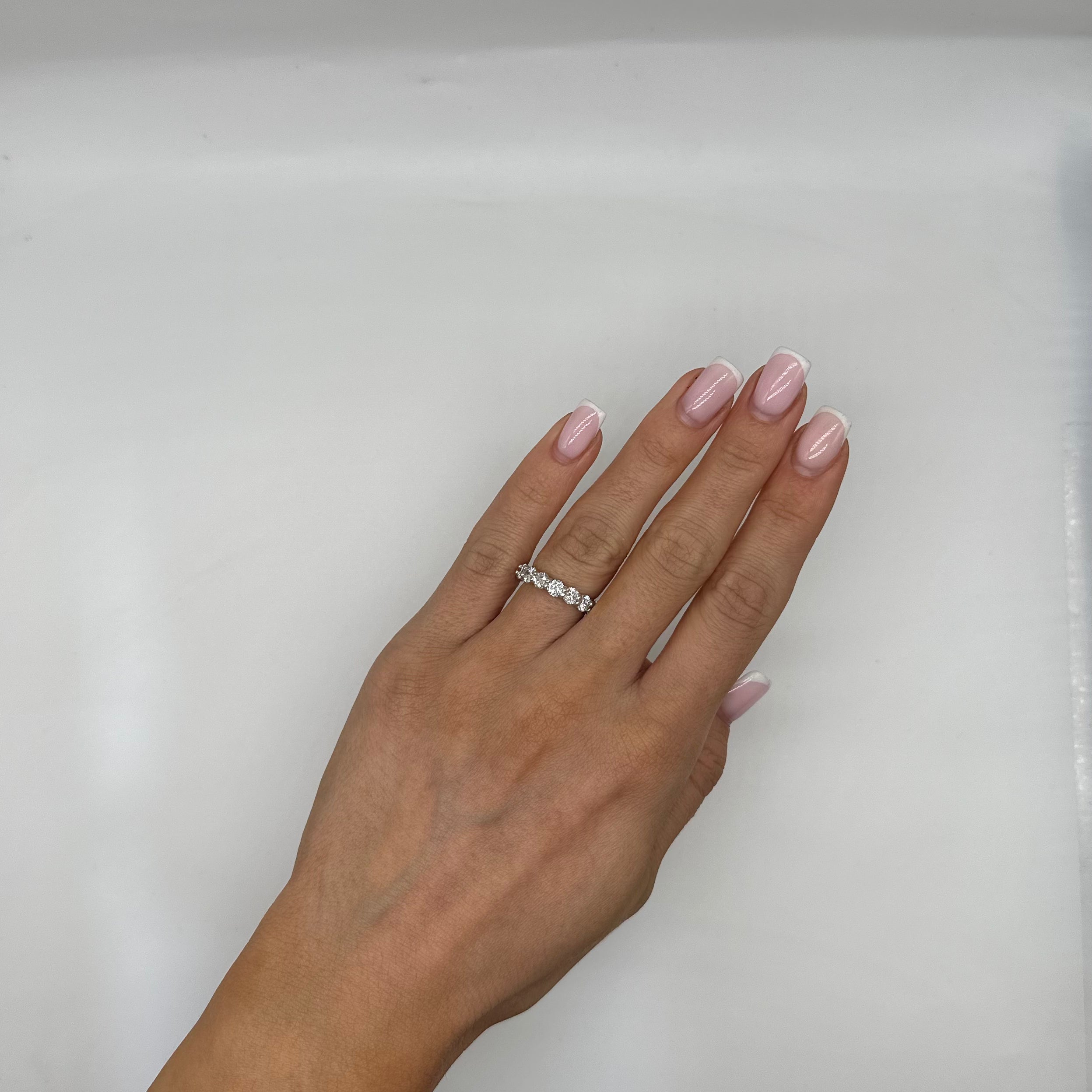 14K White Gold 4.25CT Round Diamond Eternity Band WB049 NJJJ