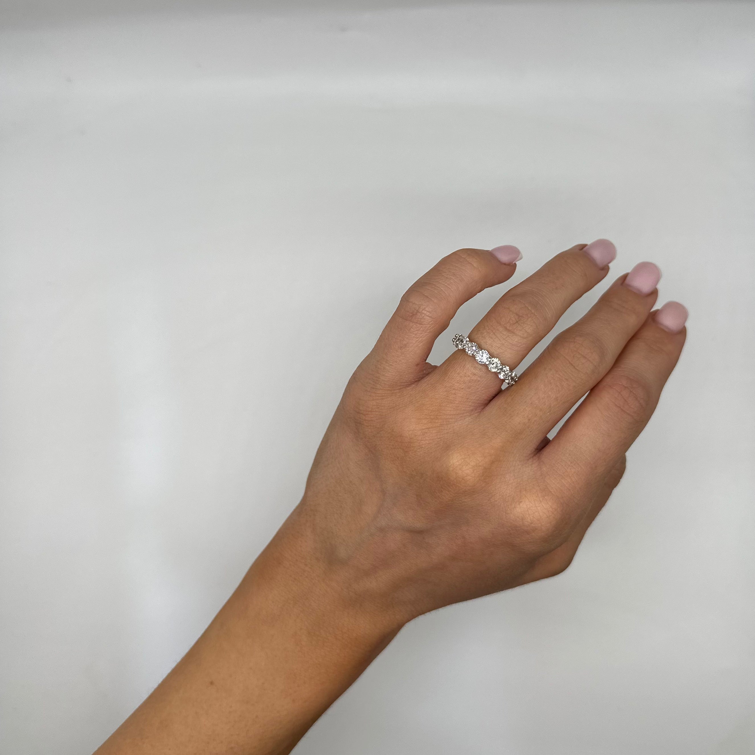 14K White Gold 4.25CT Round Diamond Eternity Band WB049 NJJJ