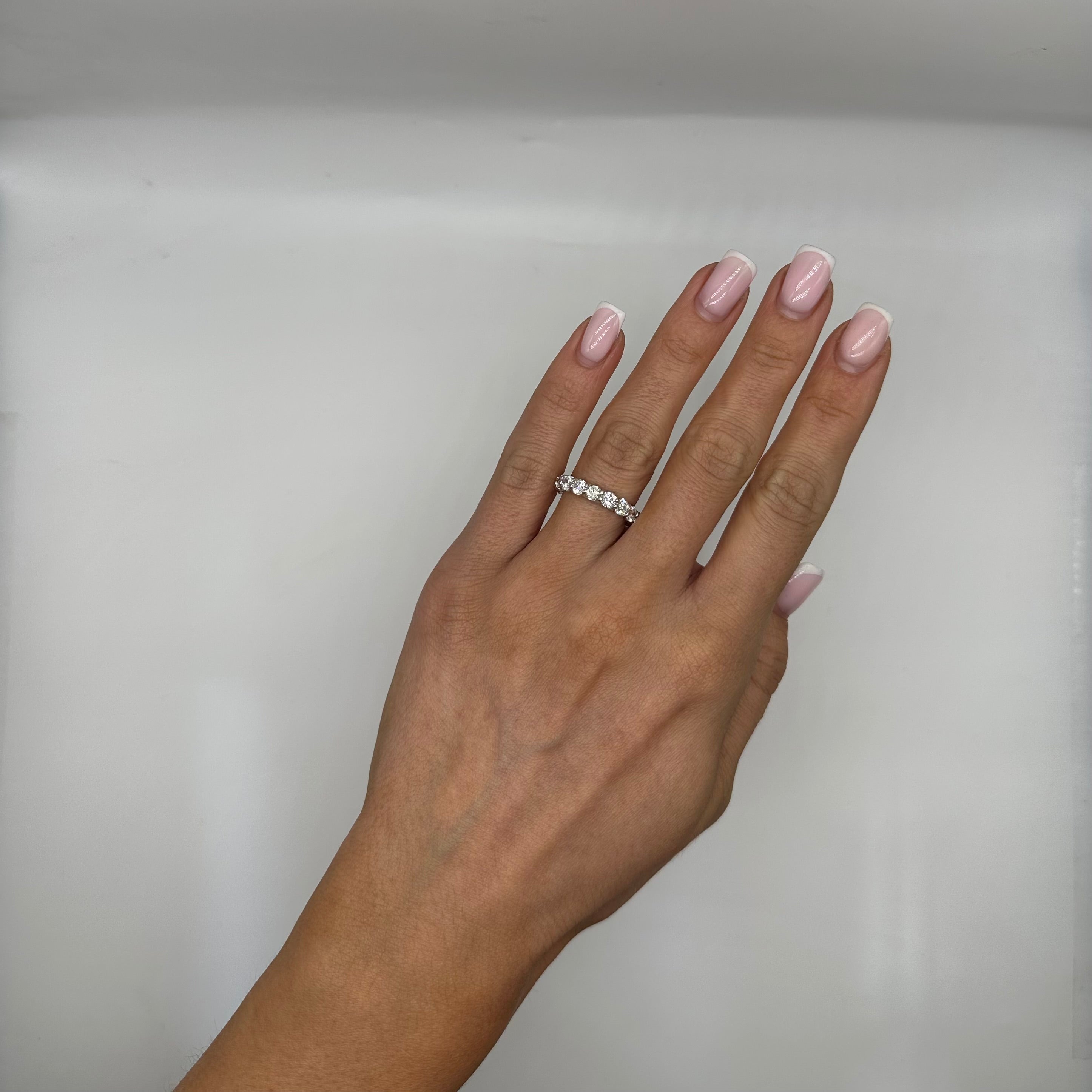 14K White Gold 3.95 CTW Round Diamond Eternity Band Ring WB519 NJJJ