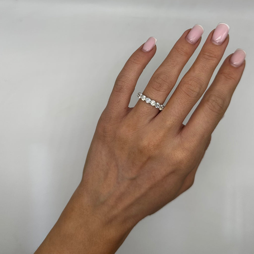 14K White Gold 3.95 CTW Round Diamond Eternity Band Ring WB519 NJJJ