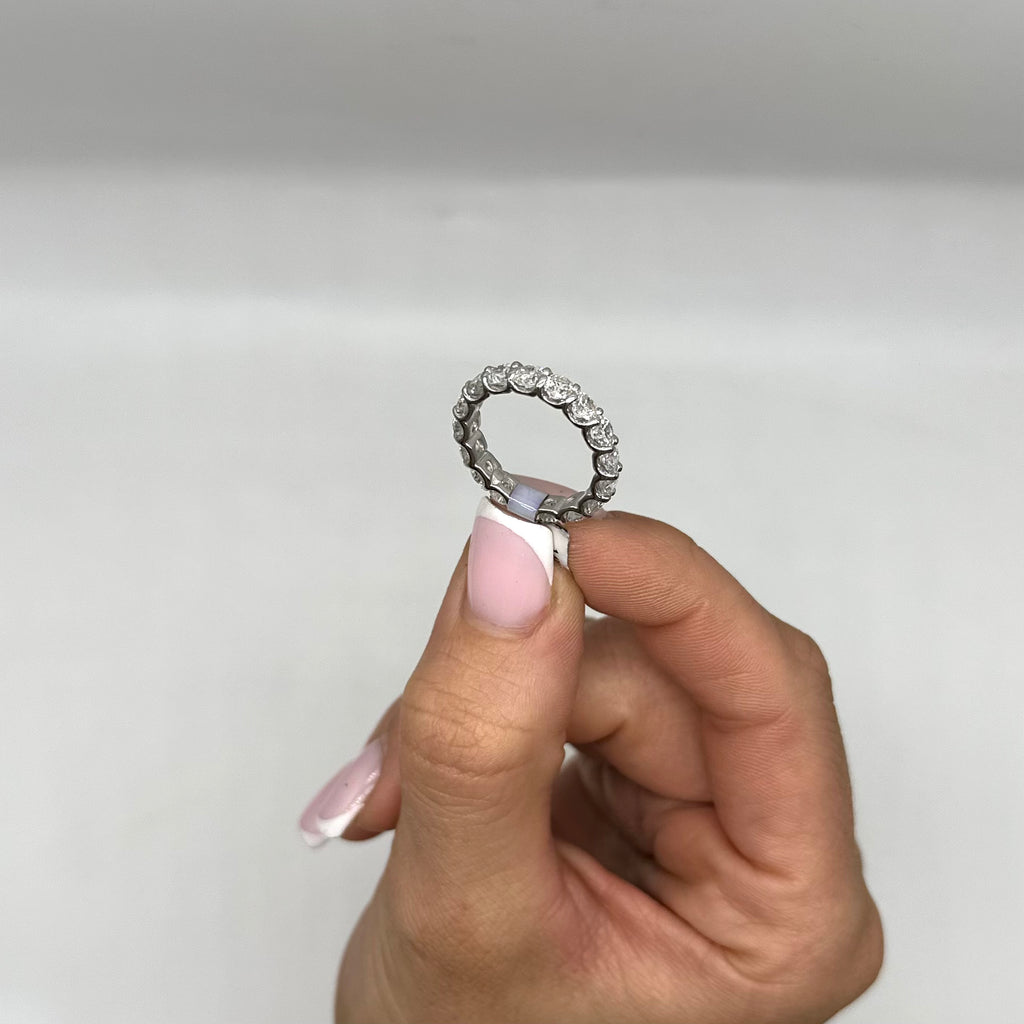 14K White Gold 3.95 CTW Round Diamond Eternity Band Ring WB519 NJJJ