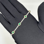 18K White & Yellow Gold 1.30 CT Diamond & 0.92 CT Emerald Station Bracelet – 7.5” CDB014 ITJJ
