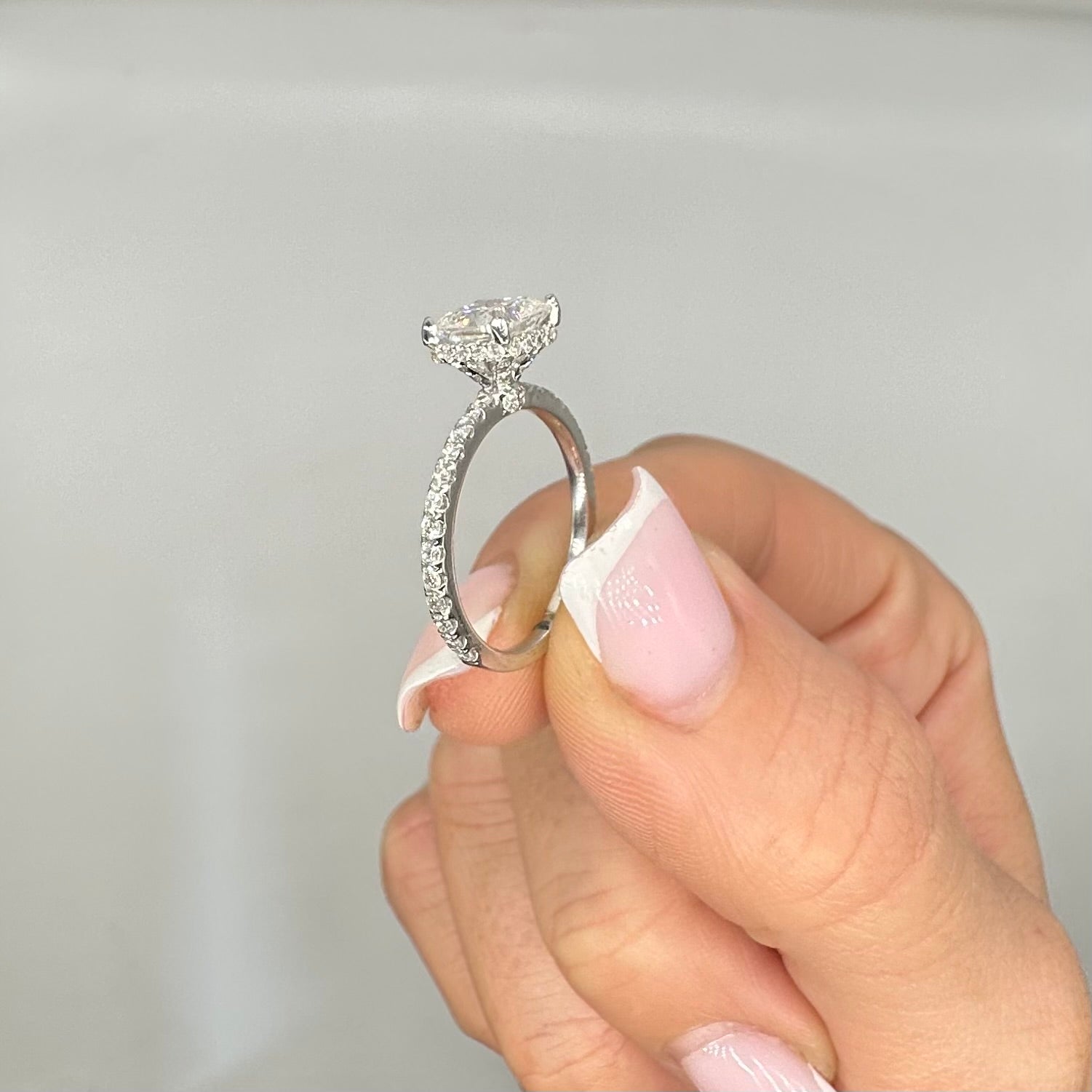 18K White Gold 2.37 CT Cushion Cut Diamond Ring – 1.72CT Clarity Enhanced Center Diamond CUSHDR0021 NGJJ