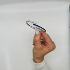 14KT White Gold Diamond Sapphire Bangle Bracelet with 1.44ct Diamonds & 1.85ct. Sapphires GTJJ