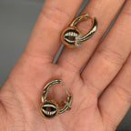 14K Yellow Gold Diamond Charm Hoop Earrings KVE00385-002 INJJ