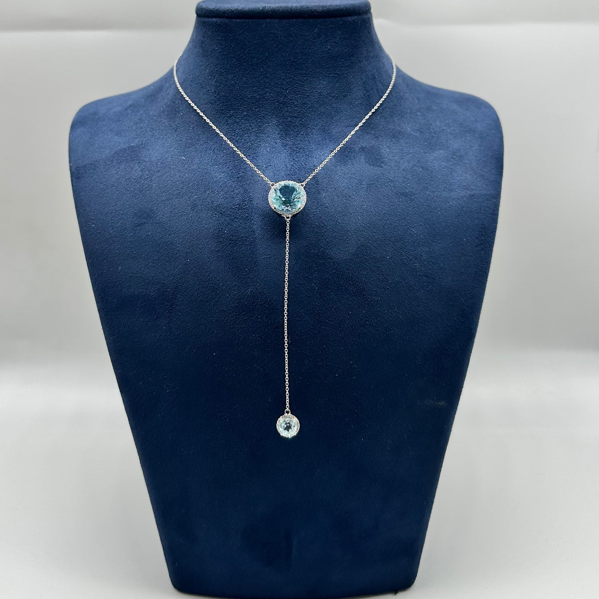 14K White Gold Blue Topaz & Diamond Necklace – 8.28 CT Blue Topaz, 0.13 CT Diamonds AR2950BTWG
