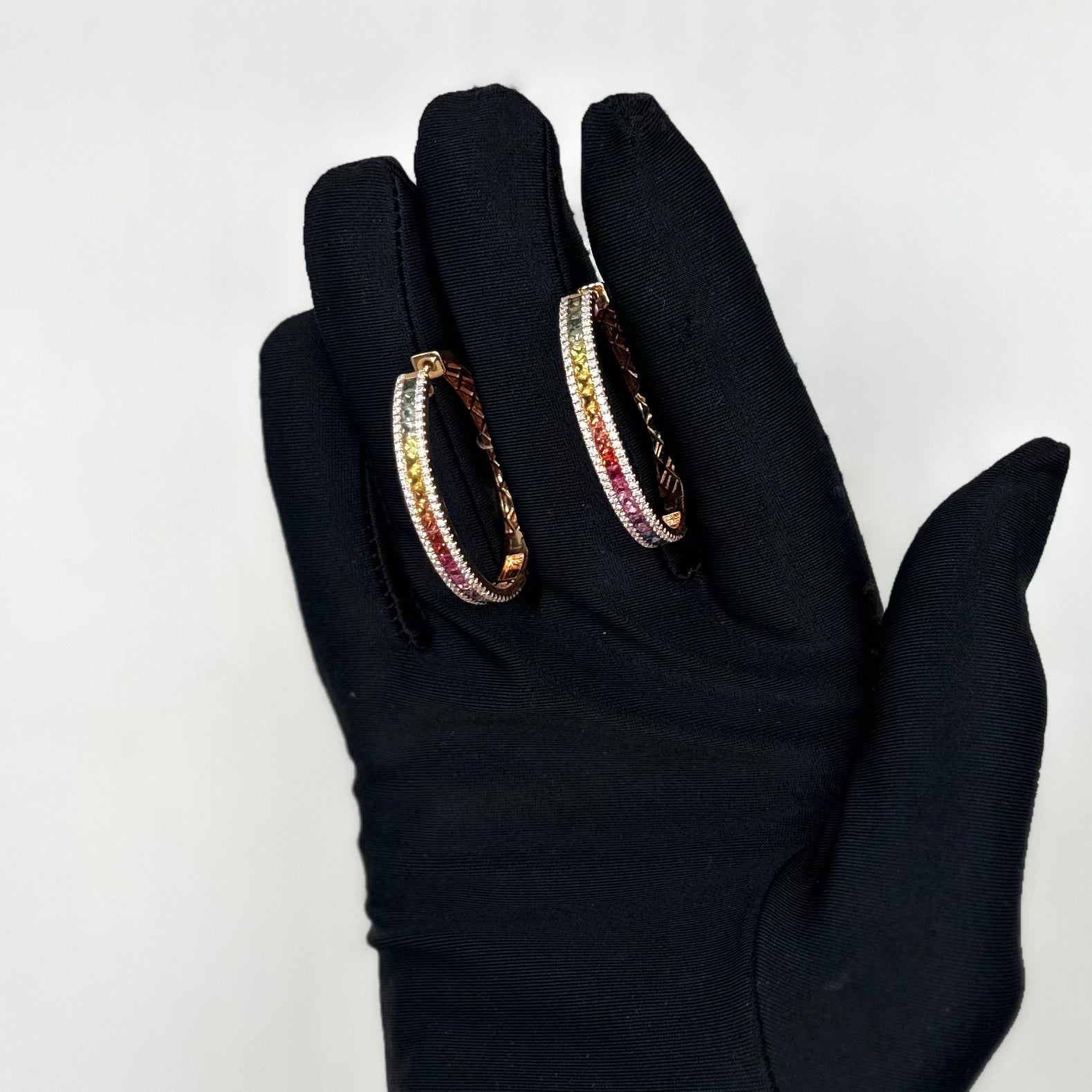 18K Rose Gold Earrings – 2.97CT Multicolor Sapphires, Rubies & Diamonds E19971R-MIX