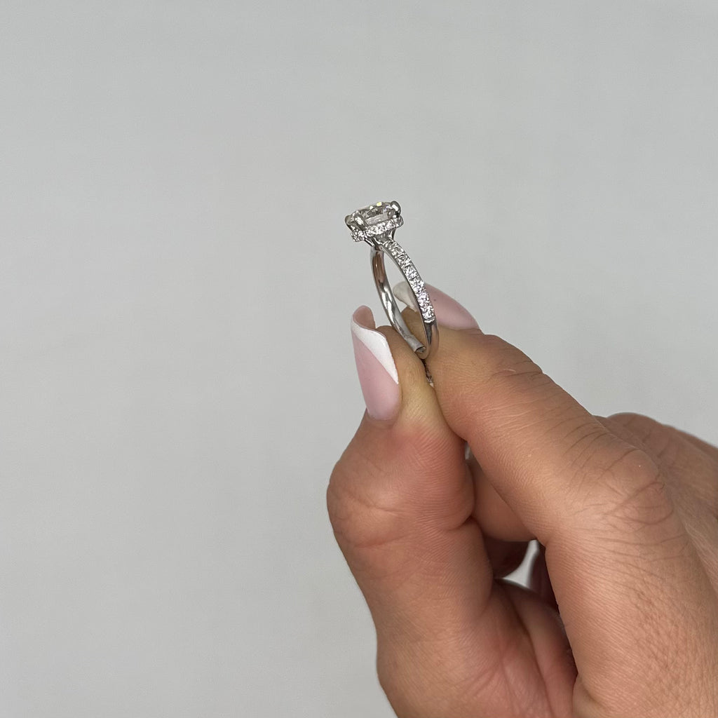 18K White Gold 2.63CT Diamond Engagement Ring with 2.03 CT Round Lab-Grown Diamond RDER026 GJJJ