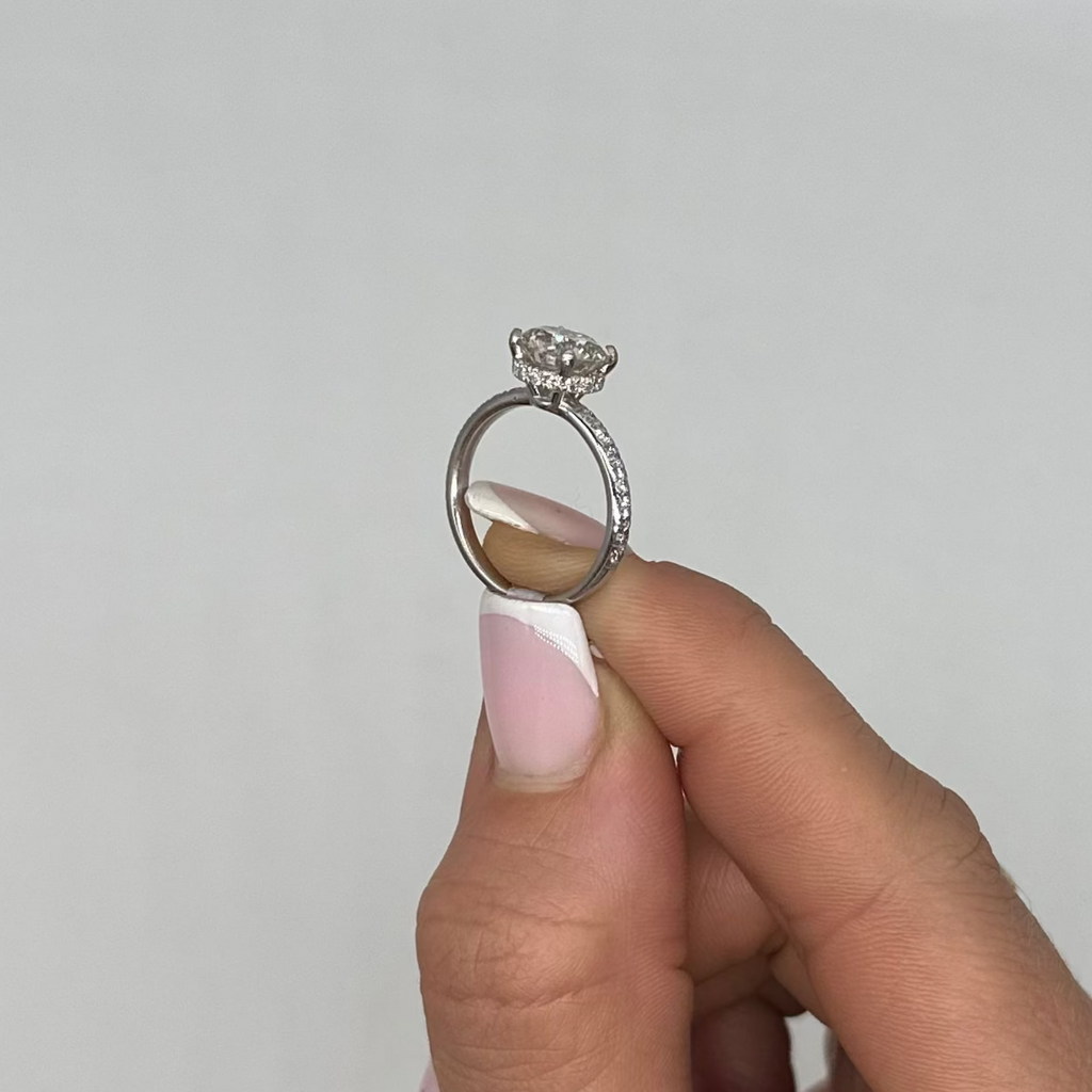 18K White Gold 2.63CT Diamond Engagement Ring with 2.03 CT Round Lab-Grown Diamond RDER026 GJJJ