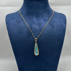 14K Yellow Gold Turquoise Pendant Necklace – 6.53ct Turquoise & 0.22ct Diamonds DC-N13082-8 2TJ