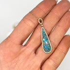 14K Yellow Gold Turquoise Pendant Necklace – 6.53ct Turquoise & 0.22ct Diamonds DC-N13082-8 2TJ