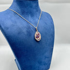 14K Rose Gold Pendant Necklace with 0.76ct Diamonds and 3.17ct Color Stones