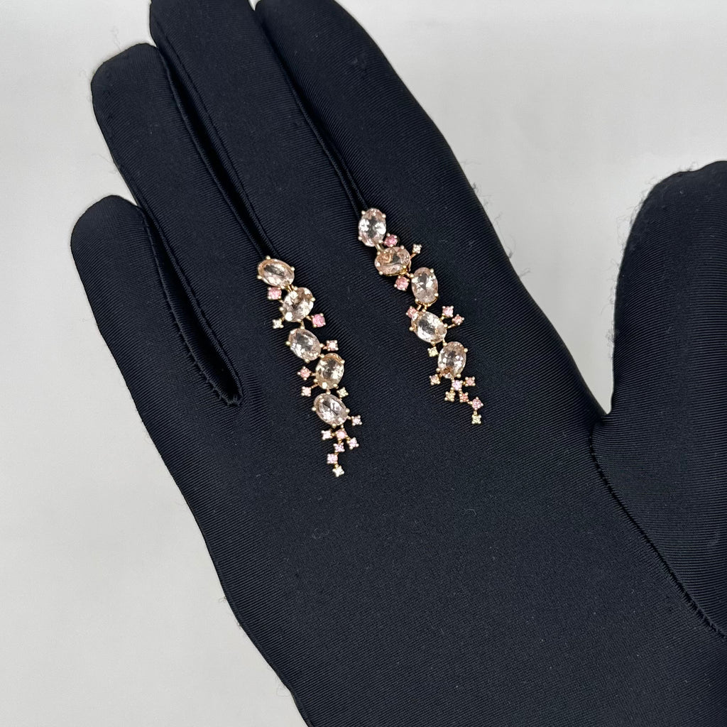 18K Rose Gold Earrings with 6.40ct Morganite, 0.83ct Pink Sapphires & 0.08ct Diamonds IJJJ
