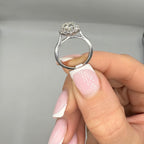 14K White Gold 1.85CT Diamond Halo Engagement Ring with 1.10 CT Round Diamond RDER051 NJJJ