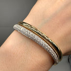 14K Yellow Gold 3.33CT Natural Round Diamond Pavé Bangle Bracelet PJB6295-1-003 TZTJ