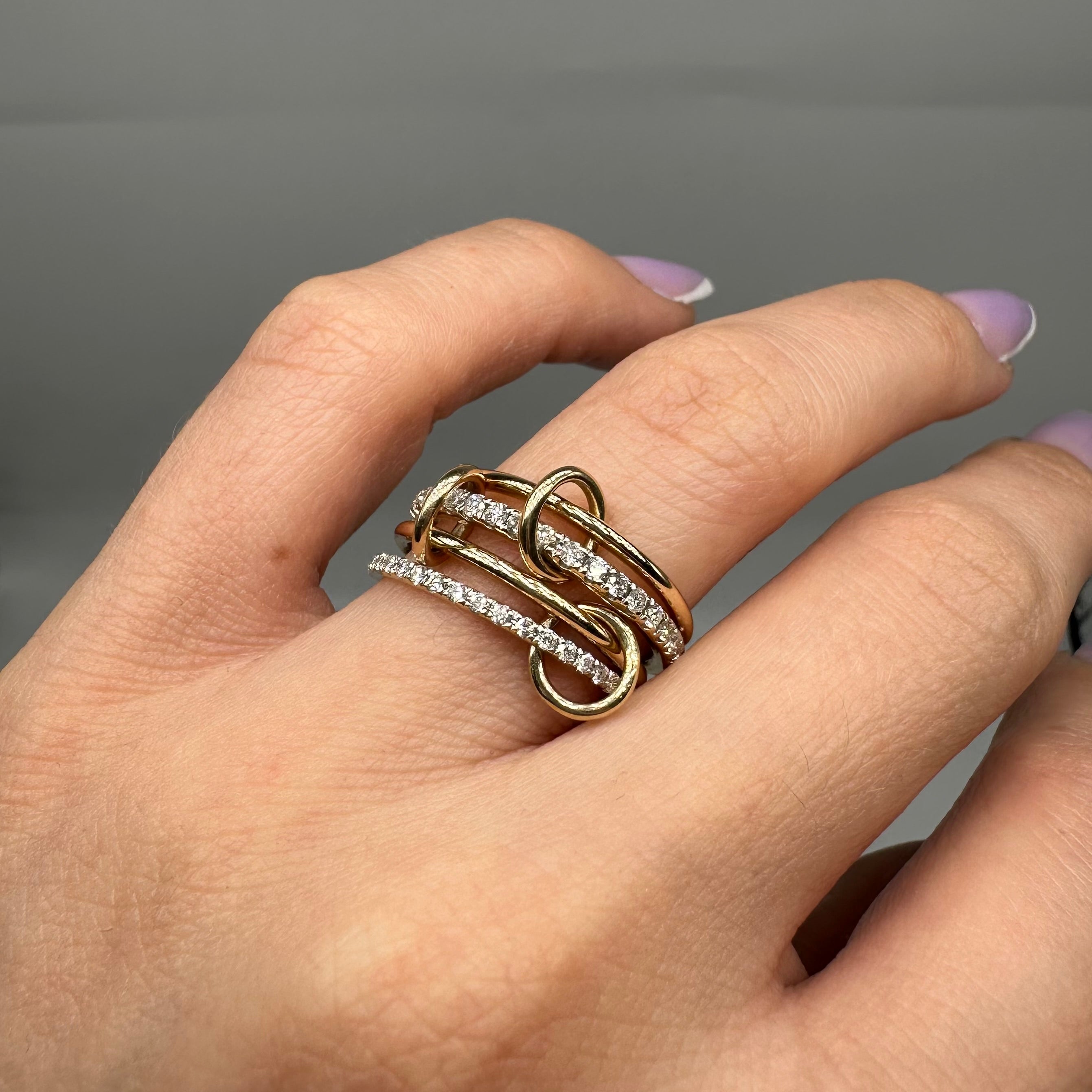 14K Yellow Gold 1.11CT Natural Round Diamond Multi-Band Ring PJR68950-1-001 IEJJ