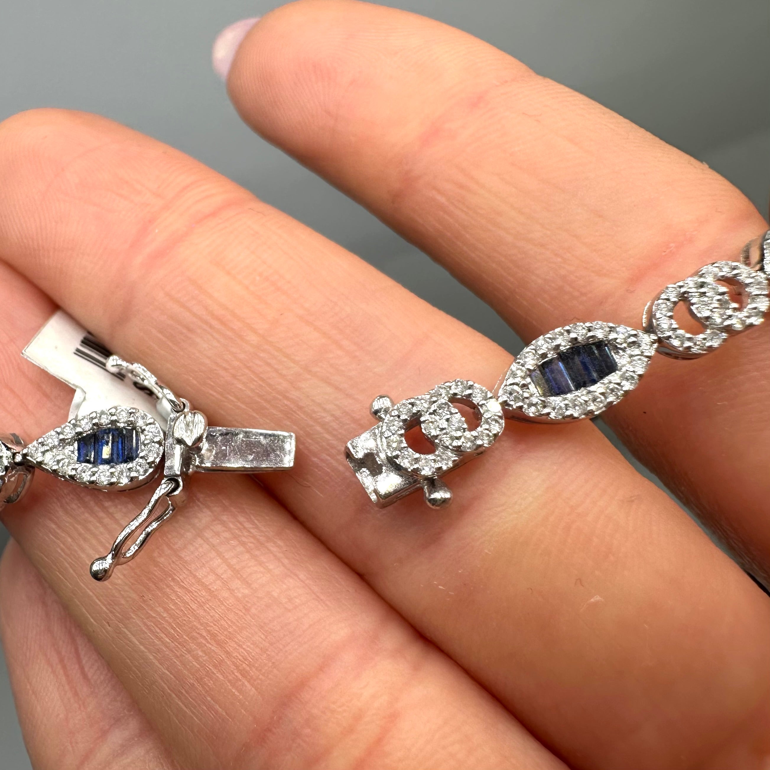 14K White Gold Sapphire & Diamond Bracelet – 2.00 CTW Sapphires, 2.20 CTW Diamonds SDB008 IAJJ