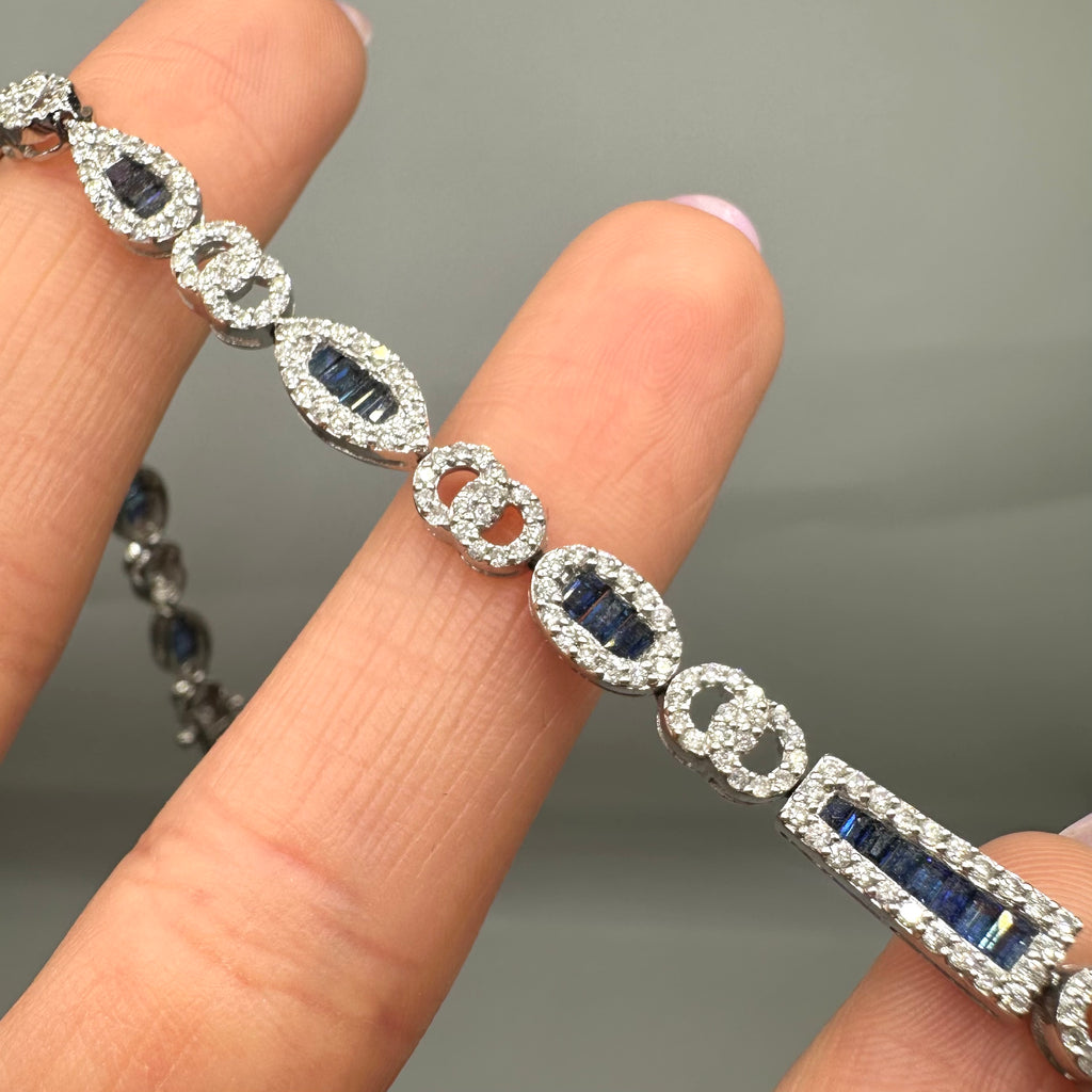 14K White Gold Sapphire & Diamond Bracelet – 2.00 CTW Sapphires, 2.20 CTW Diamonds SDB008 IAJJ