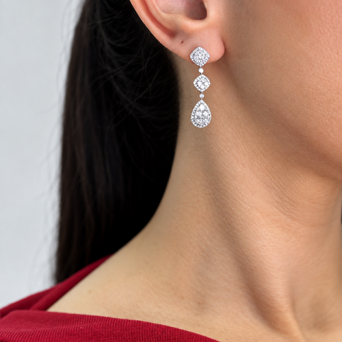 14K White Gold 3.15CT Diamond Earrings  YKE00001