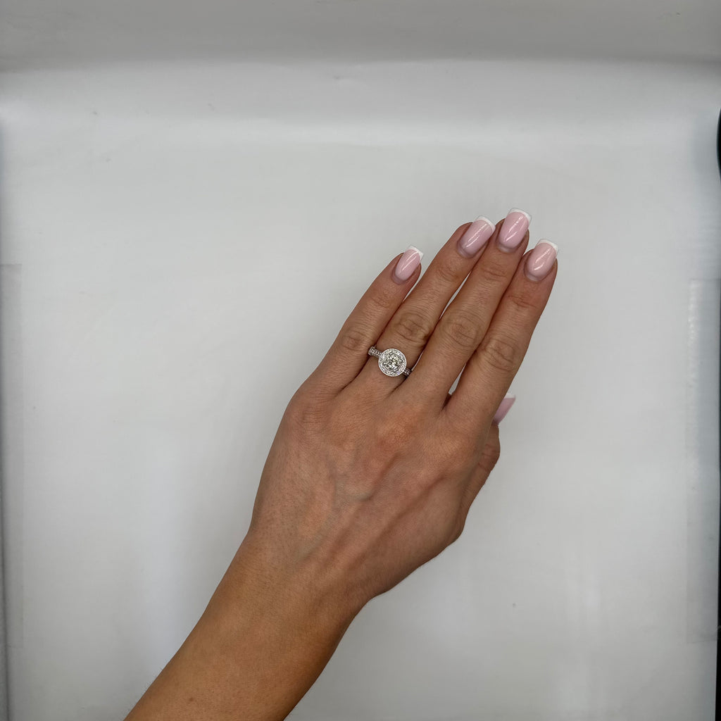 Platinum Round Diamond Halo Ring – 1.93CT Total Diamond Weight RDER184 IAJJ IZJJ