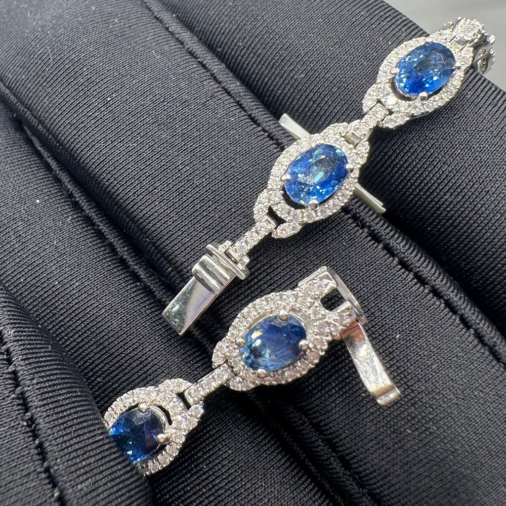 18K White Gold Sapphire & Diamond Bracelet – 7.18 CT Sapphires, 1.51 CT Diamonds DB148 GTTJ
